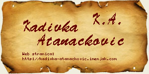 Kadivka Atanacković vizit kartica